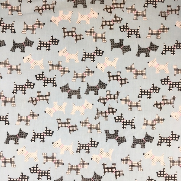 Scottie Dog Polycotton BLUE